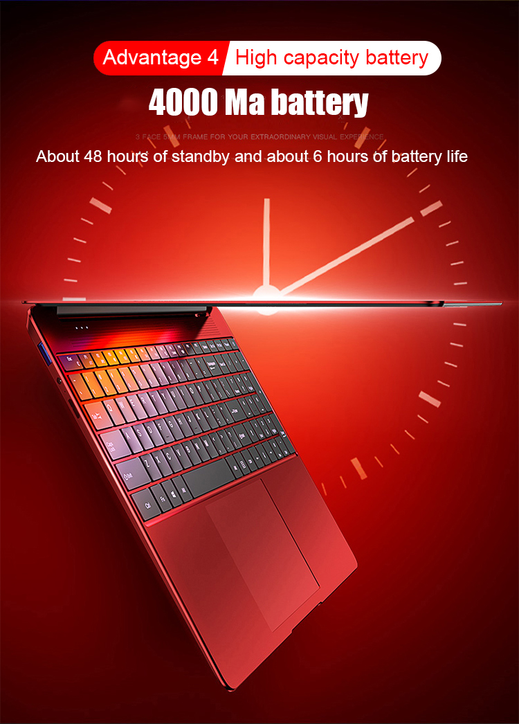 1.80GHz Ultra Thin Laptop Computer 15.6 Inch 8G RAM 128GB SSD Intel Quad Core Processor