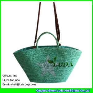 Quality LUDA white star painted wheat braided straw beach summer handbags wholesale