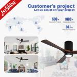 52" Flush Mount Ceiling Fan With Light Remote Solid Wood Blades