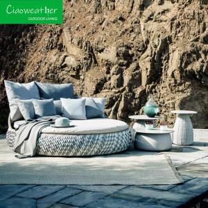 Quality Customized Color Sun Lounger Round Lounger Waterproof Beach Chair Garden Daybed Sets Furniture Outdoor Bed with Table wholesale