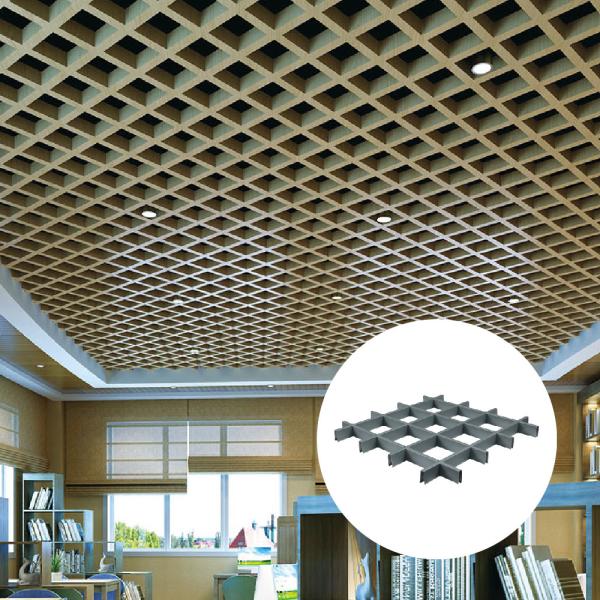 Aluminum Lattice Ceiling Panels Custom Interior Decoration Perforated Metal Grid