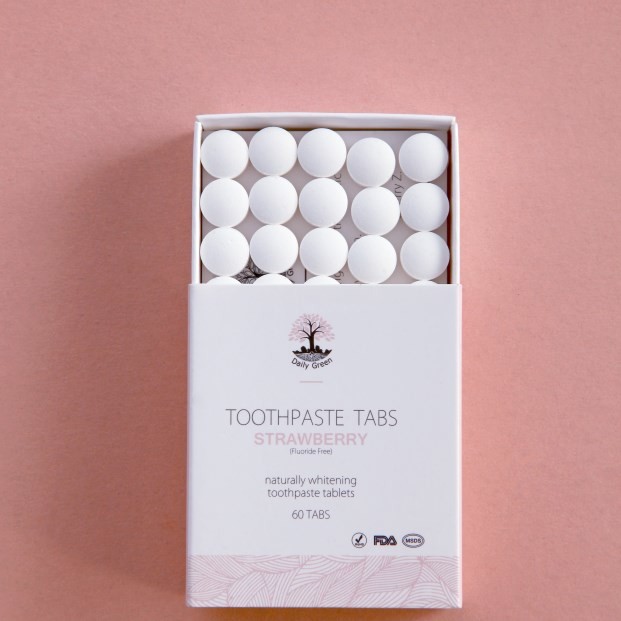 245 Pack Vegan Fluoride Free Toothpaste Tablets Organic Strawberry Flavor