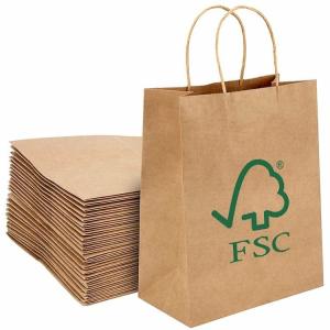 Quality FSC Certified Kraft Paper Handbag For Clothing And Garment Packaging wholesale