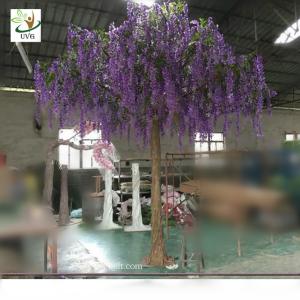 Quality UVG WIS011 4 meters purple fake trees with silk wisteria flowers for party decoration wholesale