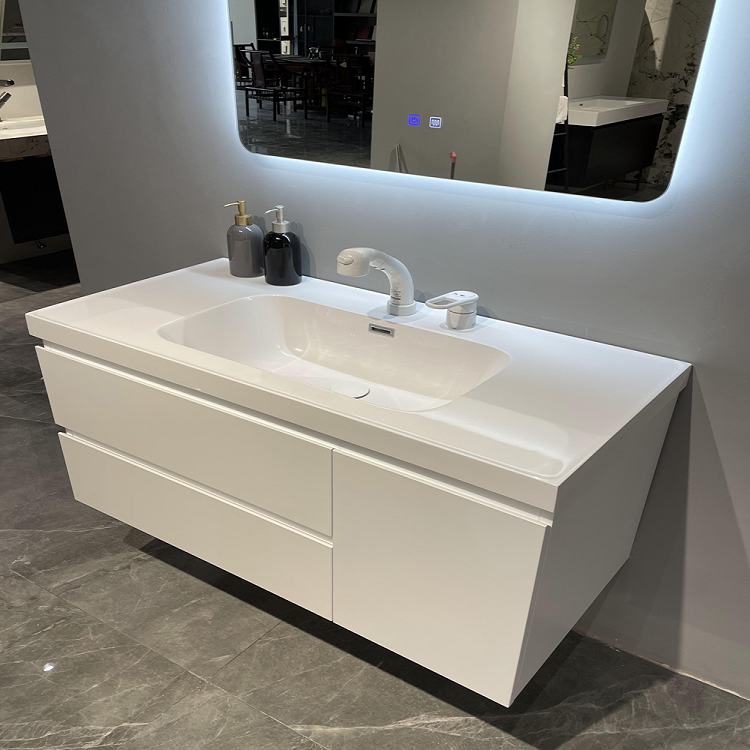 Quartz Stone Countertop Custom American Style Bathroom Vanity with Rectangle Design