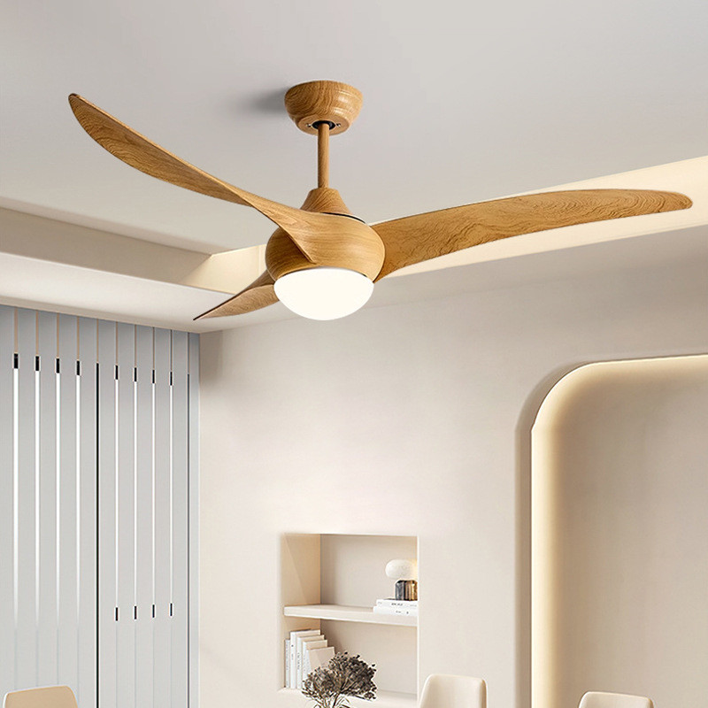 High Quality 52-Inch DC Motor Remote Control Vintage Indoor 3-Piece Solid Wood Blade Decorative Ceiling Fan Light Electric Power
