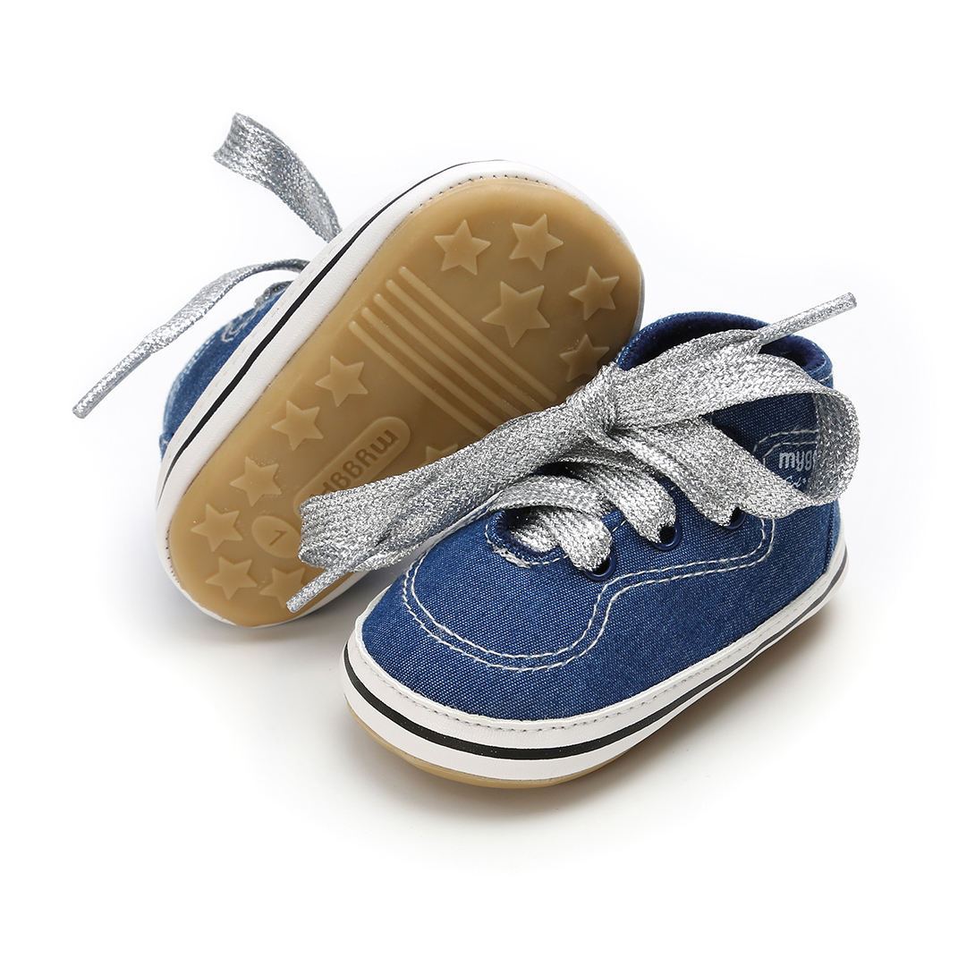 New designed Canvas sport Rubber sole 0-2 years baby prewalker shoes for baby