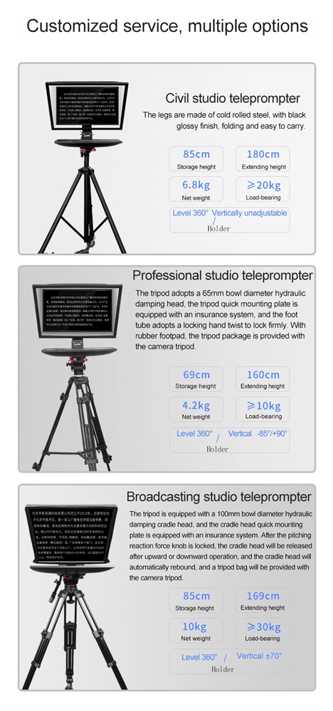 Private Mold 24 Inch Television and Broadcast Studio Teleprompter with 1 Set Remote