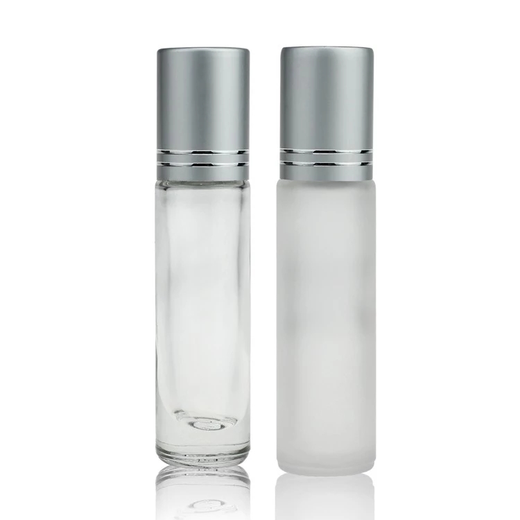 OEM Oil Glass Roll On Bottles Frosted 10ml With Gold Sliver White Black Cover