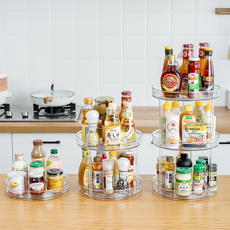 Rotating Vertical Modern Kitchen Plastic Lazy Susan Storage Holders Spice Rack