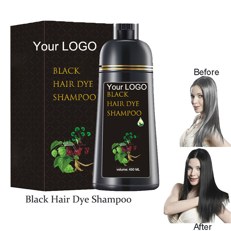 OEM/ODM Acceptable BLACK Hair Dye Shampoo for Permanent Grey Coverage and Multi Colors