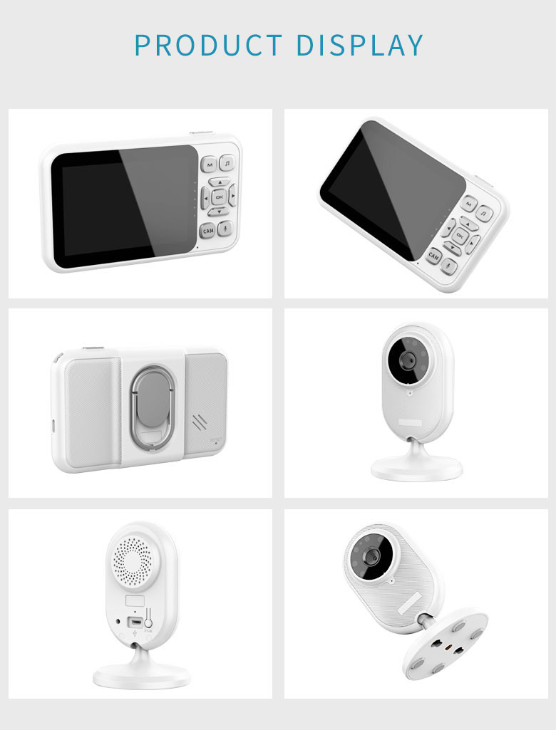 3.5" 720P Baby Monitor Cry Warning Temperature Test Alarm Setting Babyphone