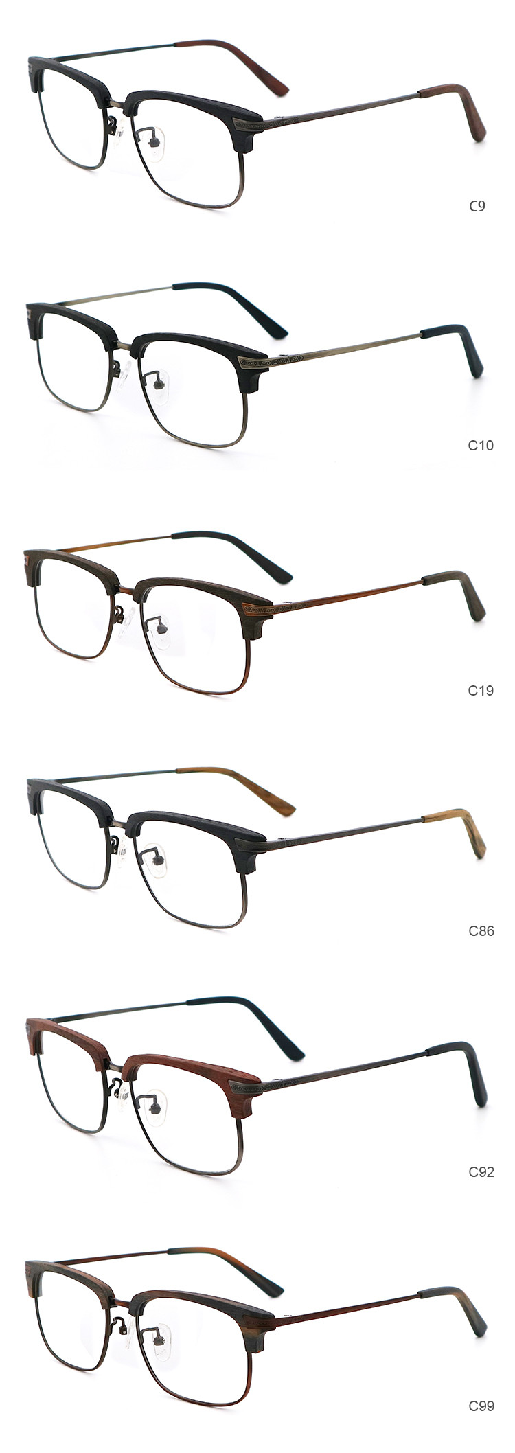 Imitation Wood Vintage Compound Color Acetate Glasses Frames MR 5352