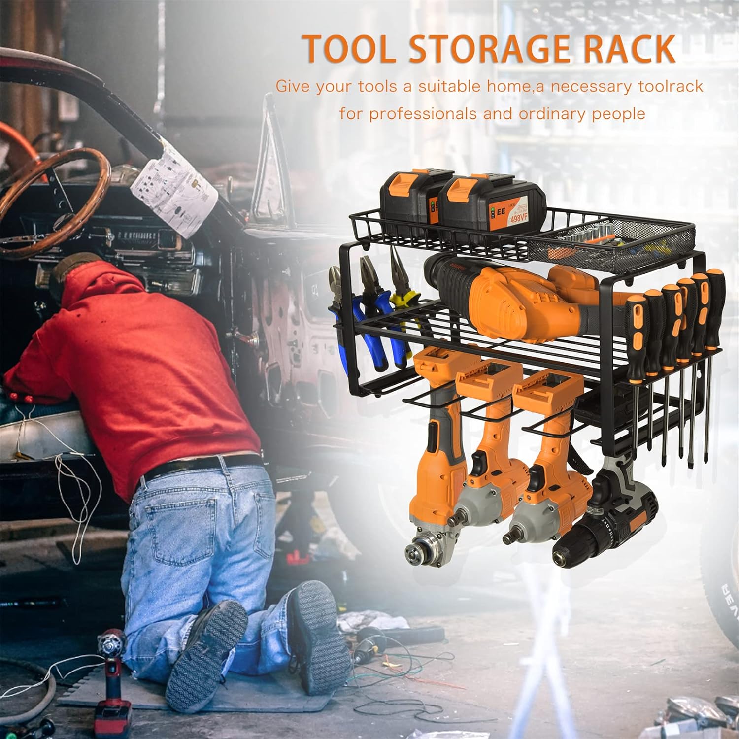 Black Mesh Frame Power Tool Organizer for Handheld Power Tools Customized Logo Acceptable