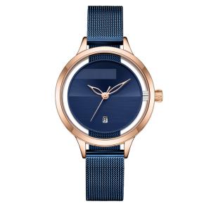 Quality Ladies Mesh Belt Quartz Calendar Watch With Willow Leaf Needle wholesale