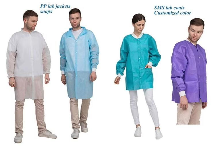 Disposable SMS Lab Coat Blue with Pockets