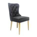 Black button buckle velvet chair dining chair elegant model