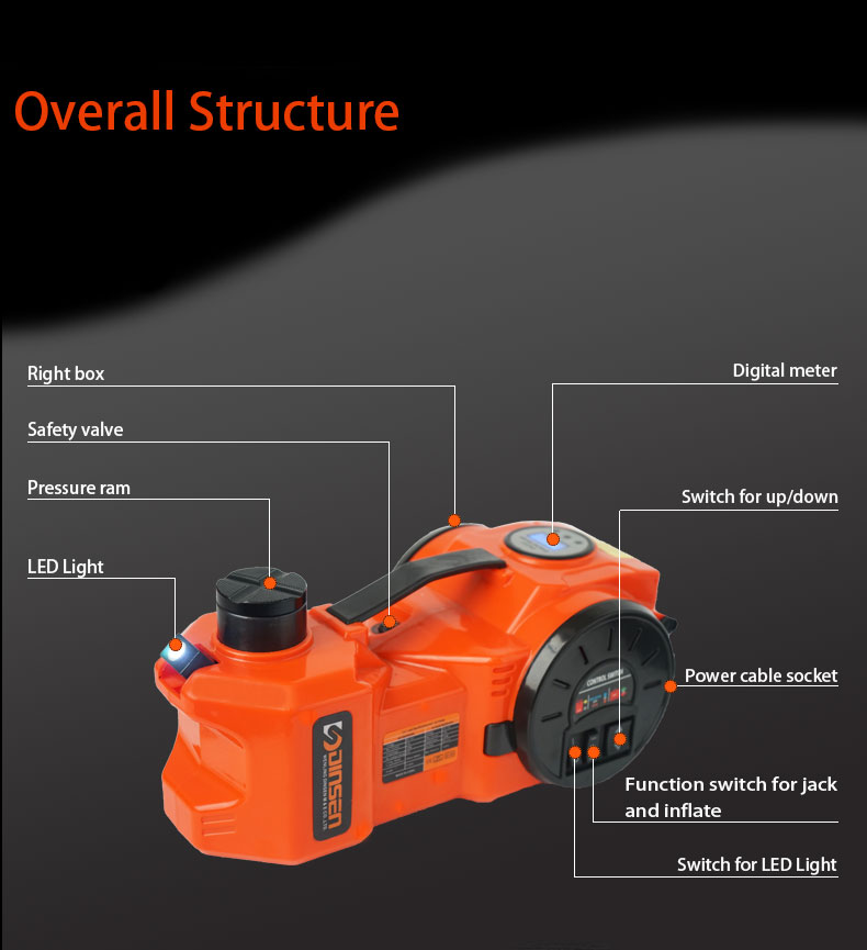 digital meter Electric Hydraulic Car Jack , 15A Cylindrical Hydraulic Jack