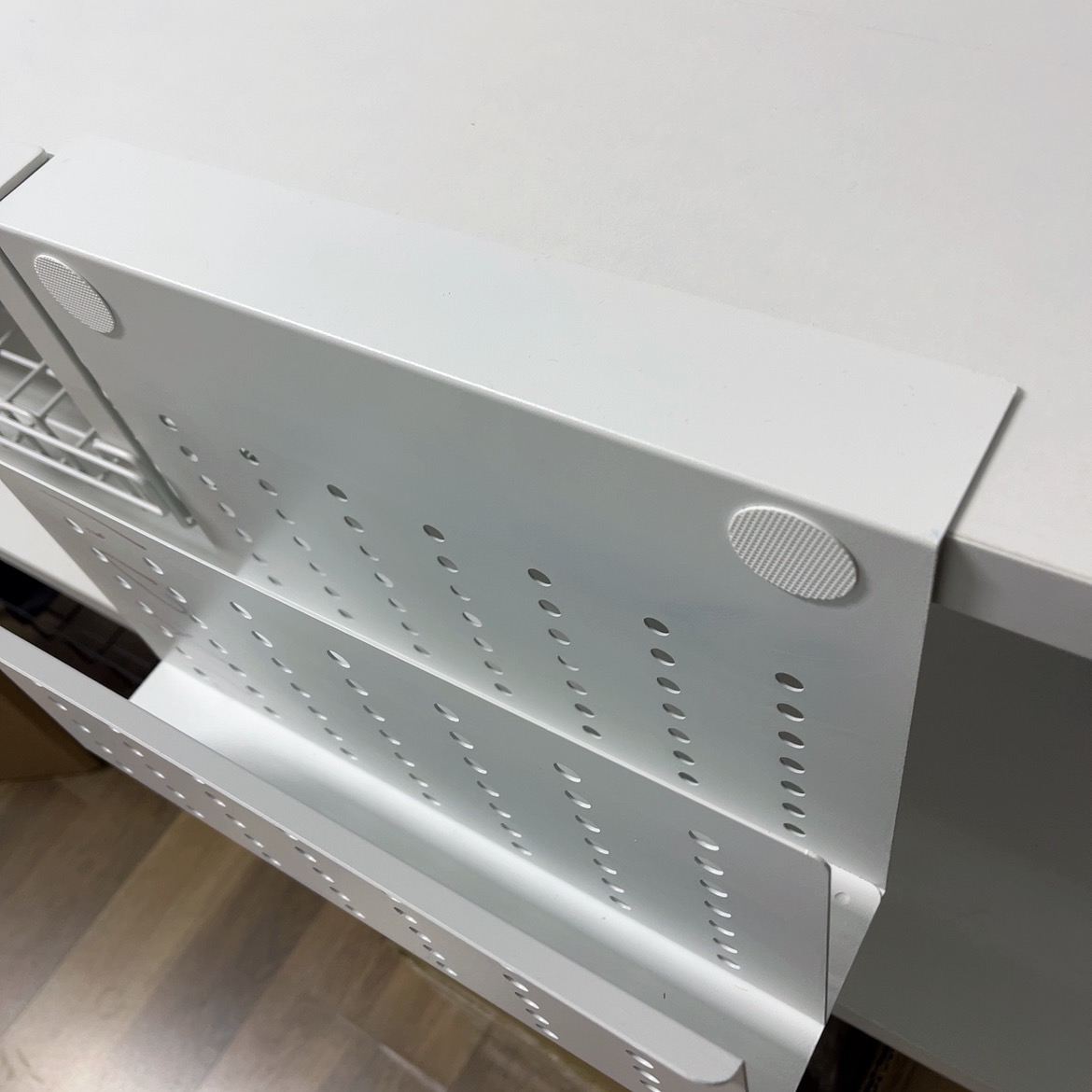 Double Layer Metal Laptop Storage Shelf 1mm Thickness for Table Side Document Storage