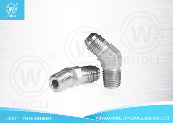 45° Elbow Male 37° Cone JIC Flare Fittings , NPT Male Flared Hydraulic Hose