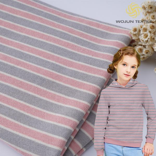 Cheap 100 Cotton French Terry Fabric 320g 21S Stripe Double Yarn Material for sale