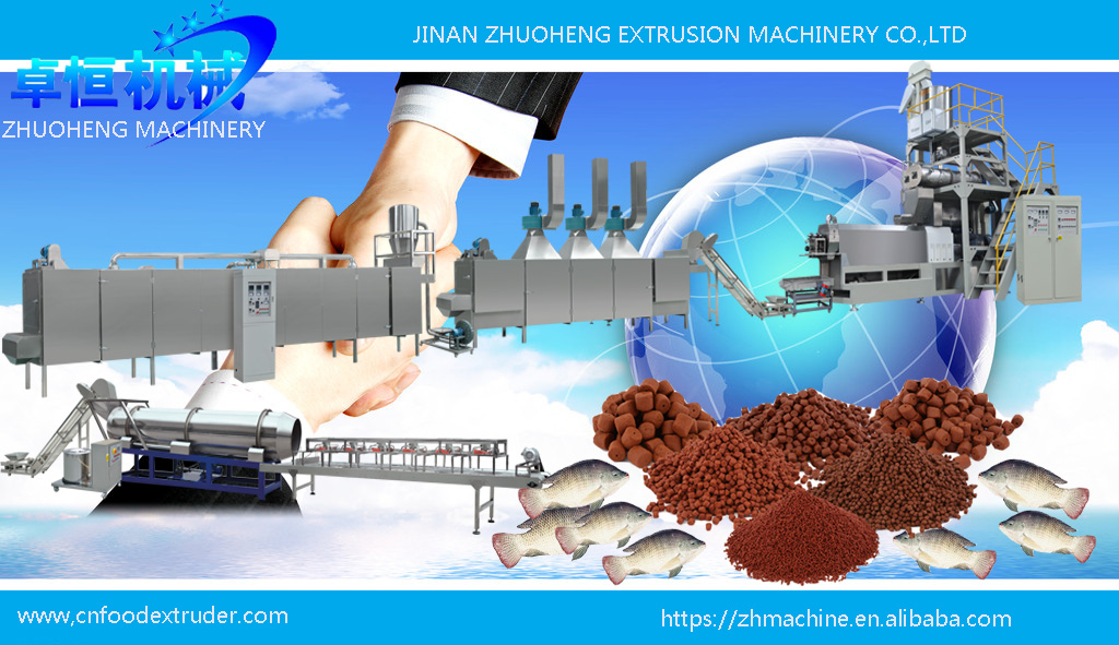 Auto CAD Layout Twin Screw Extruder for Fish Shrimp Feed Food Processing Line Plant