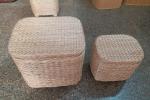 Natural Straw Household Storage Stool Grass Bamboo Woven Ottoman Box Eco