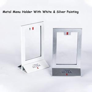 Quality Desktop Stainless Steel Bar Display Stand Metal Table Menu Sign Holder For Restaurant And Shops wholesale
