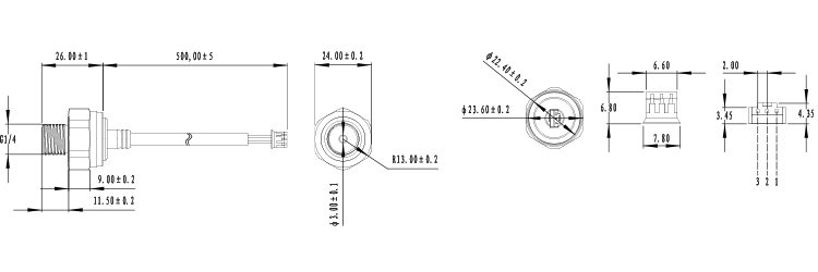 Anti Corrosive Underwater Pressure Sensor Brass Cable outlet