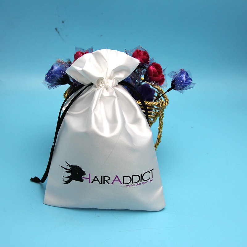 Colored Hair Bags For Hair Extension , Portable Satin Drawstring Gift Bags