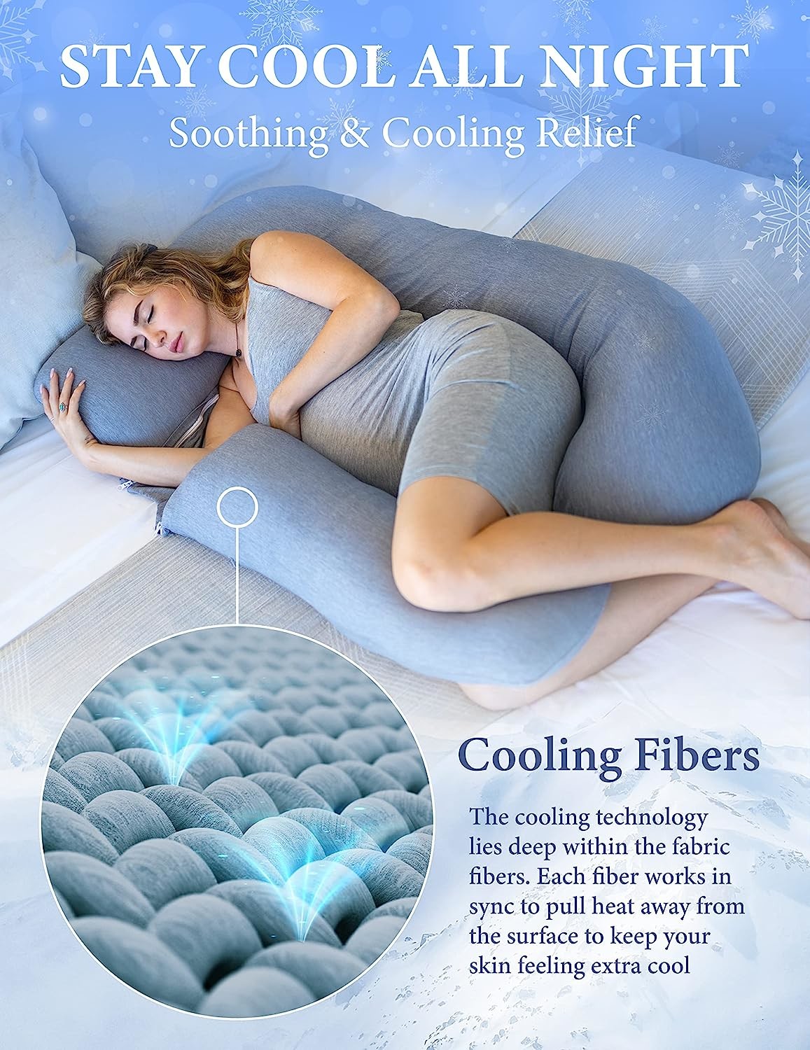 Pharmedoc Pregnancy Pillows, U-Shape Full Body Pillow – Removable Cooling Cover -Dark Grey – Pregnancy Pillows