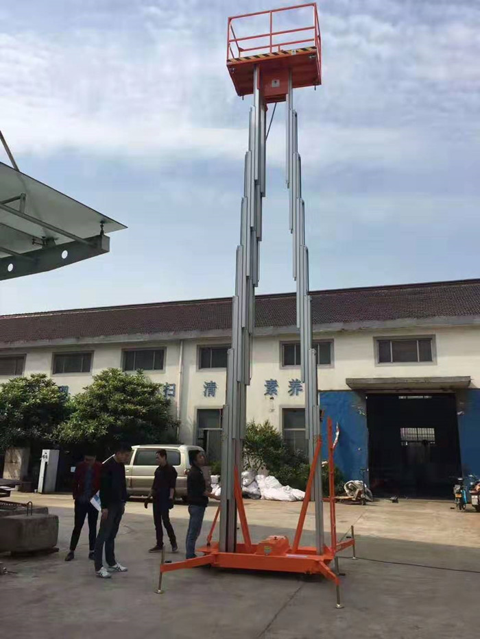 8m Double Mast Mobile Hydraulic Work Platform Lift Extensible Boom Platforms Orange
