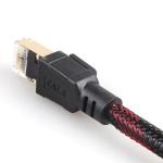 Outdoor Indoor Cat8 Patch Cable Nylon Braided Red Black 26AWG 40Gbps