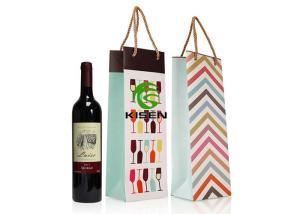 Quality Long Custom Print Paper Handle Shopping Bags For Christmas Wine Bottle Packaging wholesale