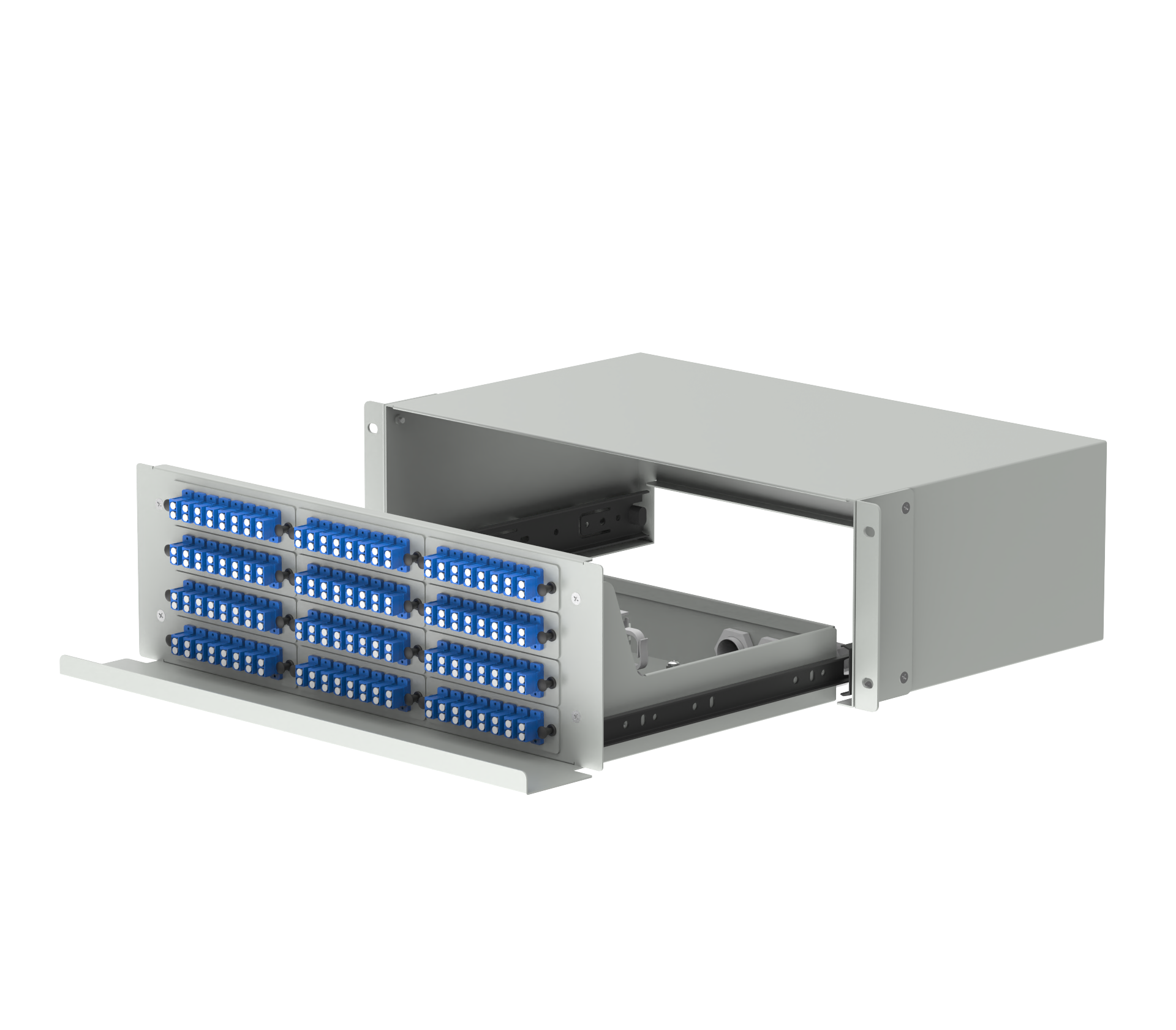 Data Center LC Type 192 Ports Optic Fiber Distribution Patchpanel Fiber Optic Equipment WHITE