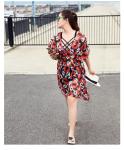 style bikini three-piece swimsuit female blouse sunscreen gather Korean version