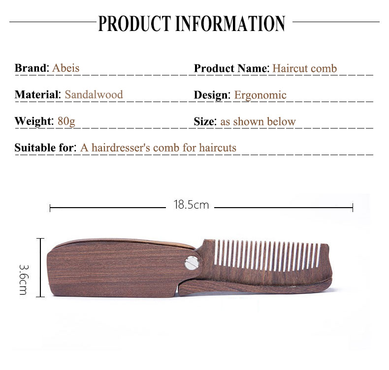 Black Walnut Handle Folding Wood Comb Beard Folding Comb 18.5*3.6cm