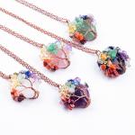 Unisex Green Aventurine Chakra Healing Crystal Necklace Chakra Stone Pendant