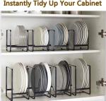 Metal Dish Organizer Stand for Kitchen Counter Black White 6.4 L x 4.5 W x 7.9 H