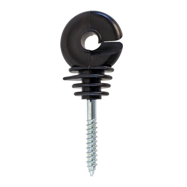 Electric Fence Insulator, Black Self-Tapping Insulator, Screw-In Wood Post