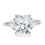 Aquamarine Ring 1/15 ct tw Diamonds Sterling Silver For Women
