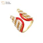 Colorful Enamel Butterfly Angel Wing Christmas Tree Rings Zircon Adjustable