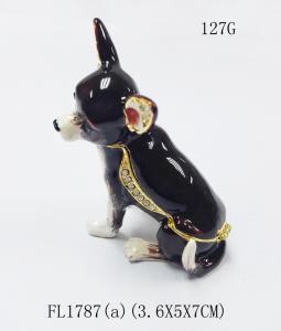 Quality dog bejeweled trinket box dog alloy decorative crafts pewter ornament home decorative wholesale
