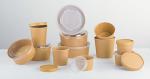 750ML Disposable Brown Kraft disposable Paper Salad Bowl With PET Lid