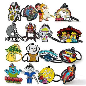 Quality Zinc Alloy Metal Keychain Custom 2d 3D Cartoon Animal Anime Enamel Keyring wholesale