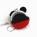 Red Wool Cute Doll Keychain Hand Woven Handie Bag shape With Pearl