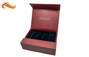 Quality Creative red color magnet gift packaging box with gold foil , EVA foam with black velet wholesale