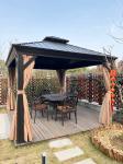 6x3m Aluminum Hardtop Gazebo With Galvanized Steel Roof Black