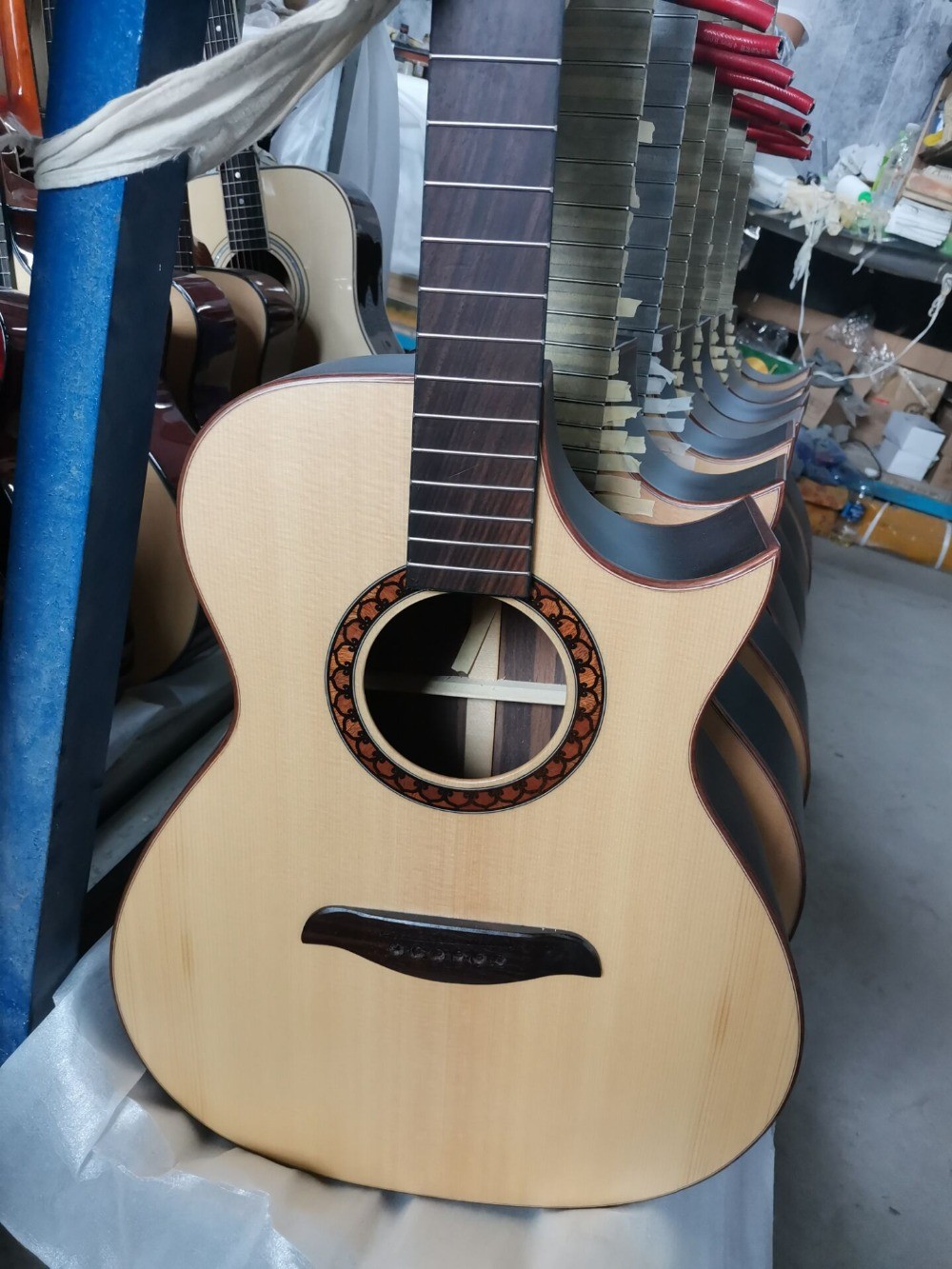 Custom O Body 39 Inch Abalone Binding Sunburst Color Acoustic Guitar Accept Guitar, Amp, Pedal OEM