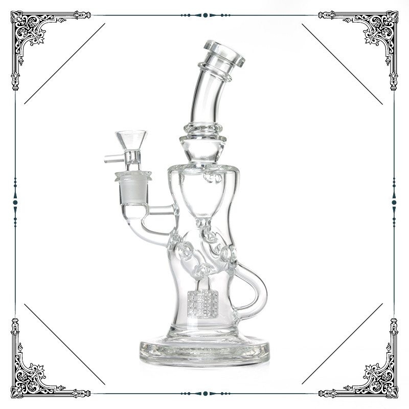 Fab Klein Recycler Glass Bong With Matrix Perc Hookah Glass Smoking Pipes